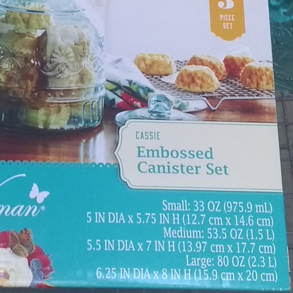 🌺 New Pioneer Woman Cassie Teal Blue Canisters - Picture 10 of 13